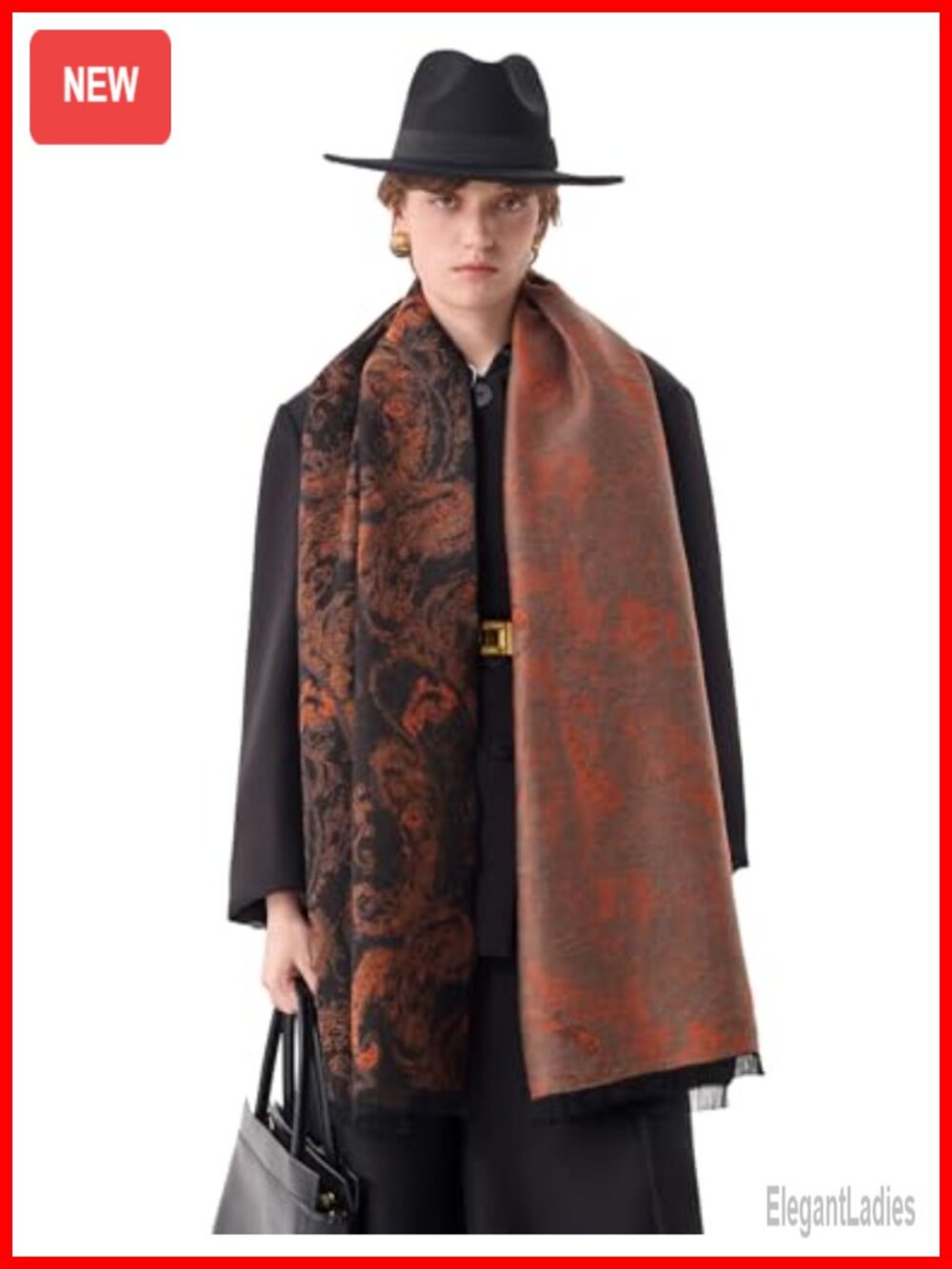 Brushed Mulberry Silk Scarf Women Paisley Wrap 71x18